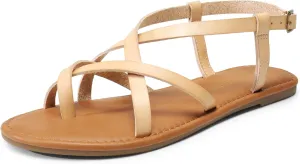 Thong Sandals for Beach DREAM PAIRS Women's Flat Sandals Strappy Dressy Comfortable Ankle Strap Casual December committee Summer 