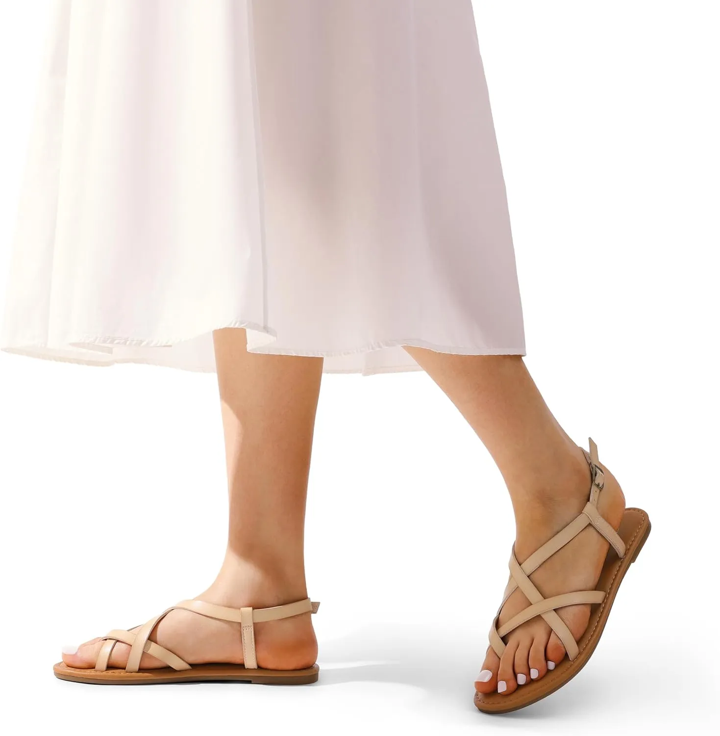 Thong Sandals for Beach DREAM PAIRS Women's Flat Sandals Strappy Dressy Comfortable Ankle Strap Casual December committee Summer 