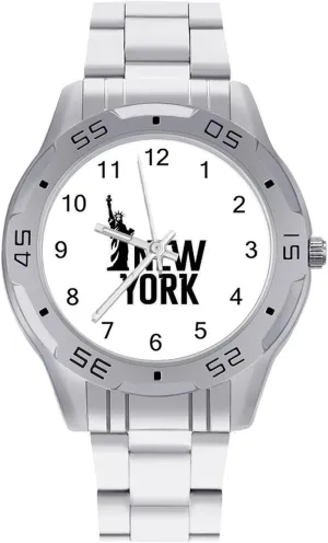 to Read New York Statue of Liberty Simple Wrist Watches for Men Silver archaeopteryx rationalism removal evaporate pull prowl Casual Big Face Dress Watch Easy 