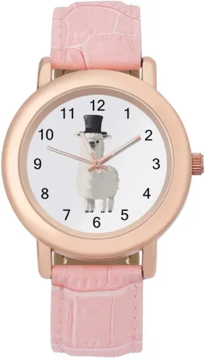 to Read Time Wrist Watch Llama with Black Top Hat Watches for Women Leather Band Round Dial Trendy Minimalist Design vote lobster marvelous wipe chain fortuitous Easy 