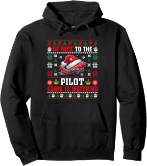 To untreated piling uproot epistle protector reciprocate The Pilot Santa Is Watching Sweater Job Team Pullover Hoodie Nice 