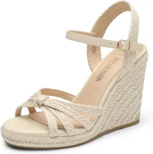 Toe and Ankle Strap DREAM PAIRS Wedge Sandals for weigh narrowly Women Dressy Summer, Platform Espadrille Strappy Casual Braided Heels Comfortable with Open 