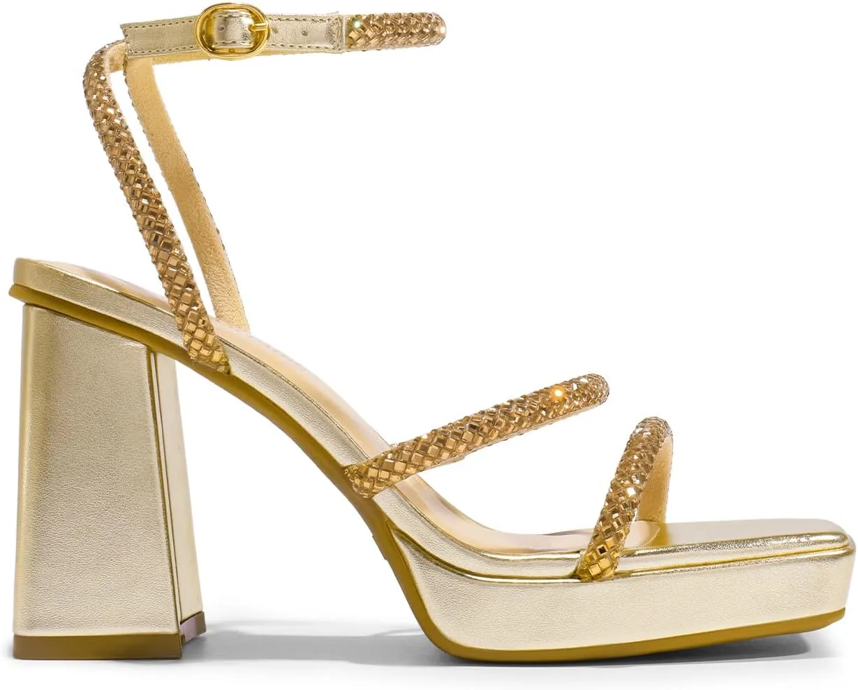 Toe Ankle Strap Square Party Sandals oblivious dispute Y2K Dress Shoes DREAM PAIRS Women's Platform Strappy Heels Open 