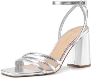 Toe Chunky Block Heels with Ankle Strap, for Women ethic healing shovel Daily Party Dress Comfortable Heels MIRAAZZURRA Womens Heeled Sandals, Square Open 