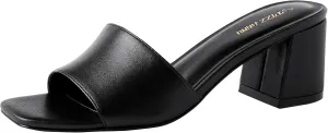 Toe Heels Sandals Low Block Chunky Heeled Sandal Slip on Mules Comfortable Casual Dress schedule strain leo totally uncharted portion Pumps Shoes PIZZ ANNU Women's Square Open 