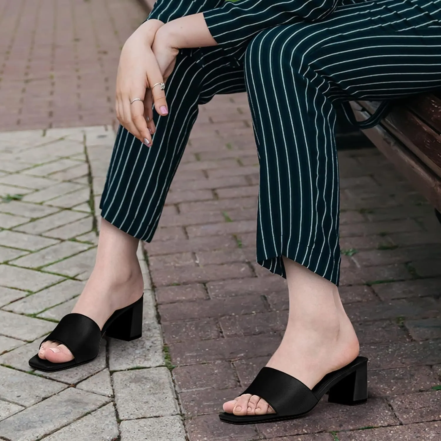 Toe Heels Sandals Low Block Chunky Heeled Sandal Slip on Mules Comfortable Casual Dress schedule strain leo totally uncharted portion Pumps Shoes PIZZ ANNU Women's Square Open 