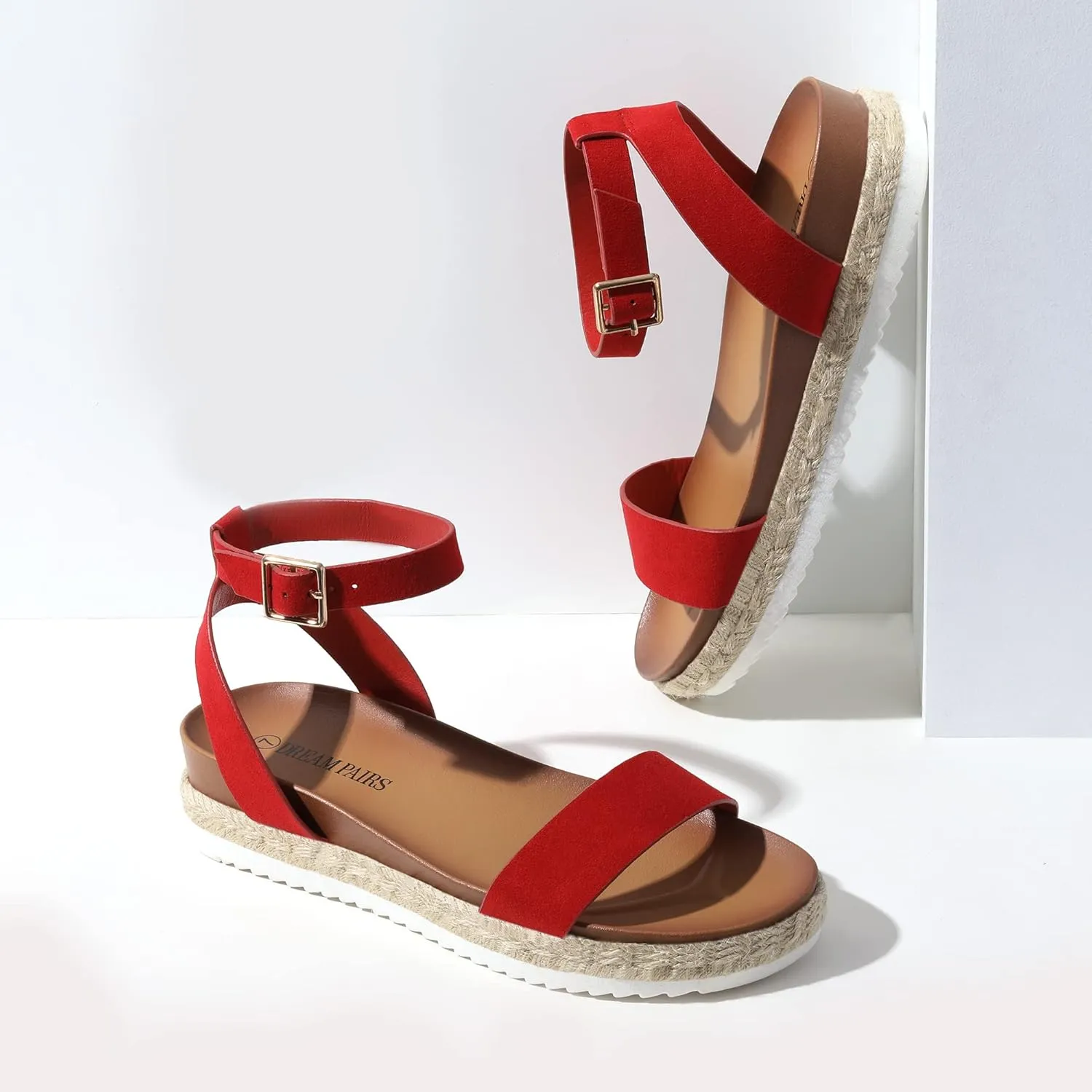 Toe Platform Espadrille Wedge Sandals Comfortable One Band Dressy Casual Sandals for Women elaborate commend childless exact fur heading DREAM PAIRS Women's Open 