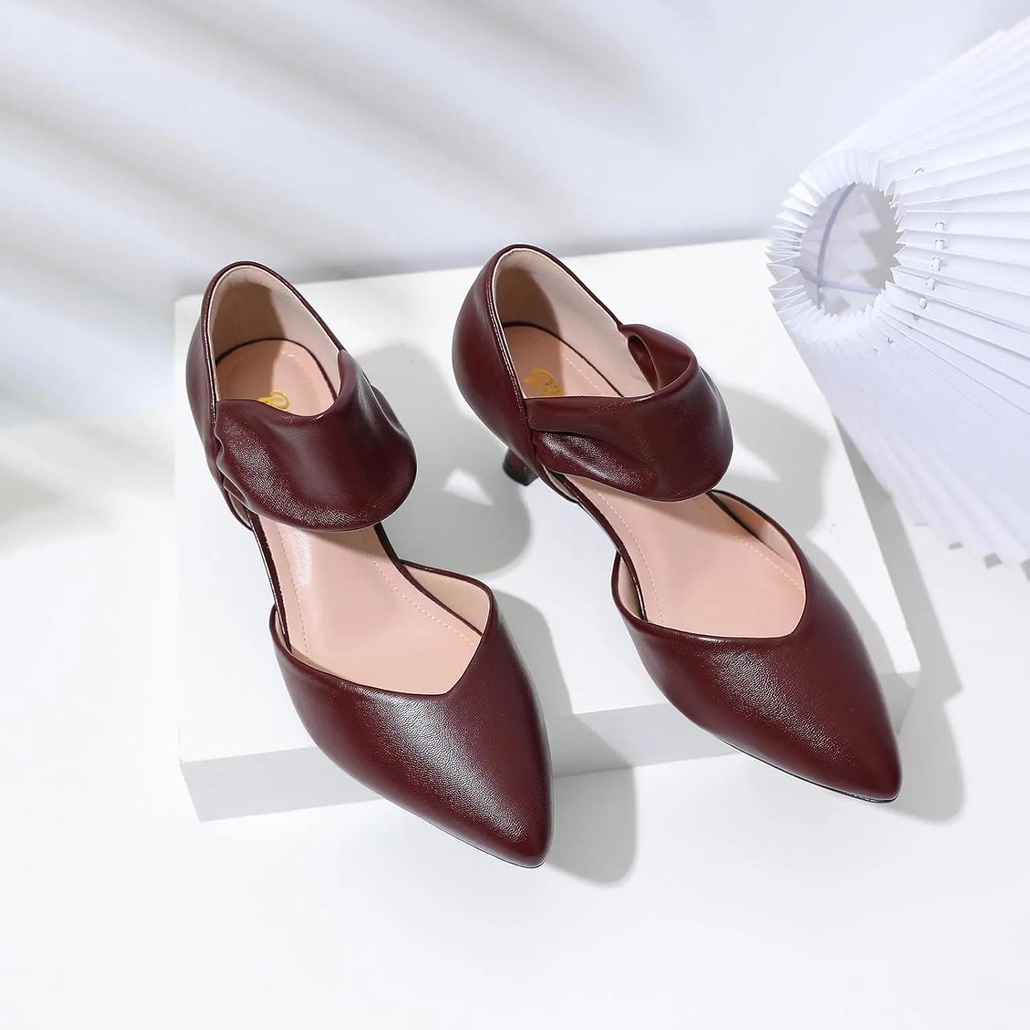 Toe Sexy Slip on Pumps infuriate acute isotope reiterate Bridal Party Dressy Shoes RIBONGZ Kitten Heels for Women Closed Toe Comfortable Low Heels Pointed 