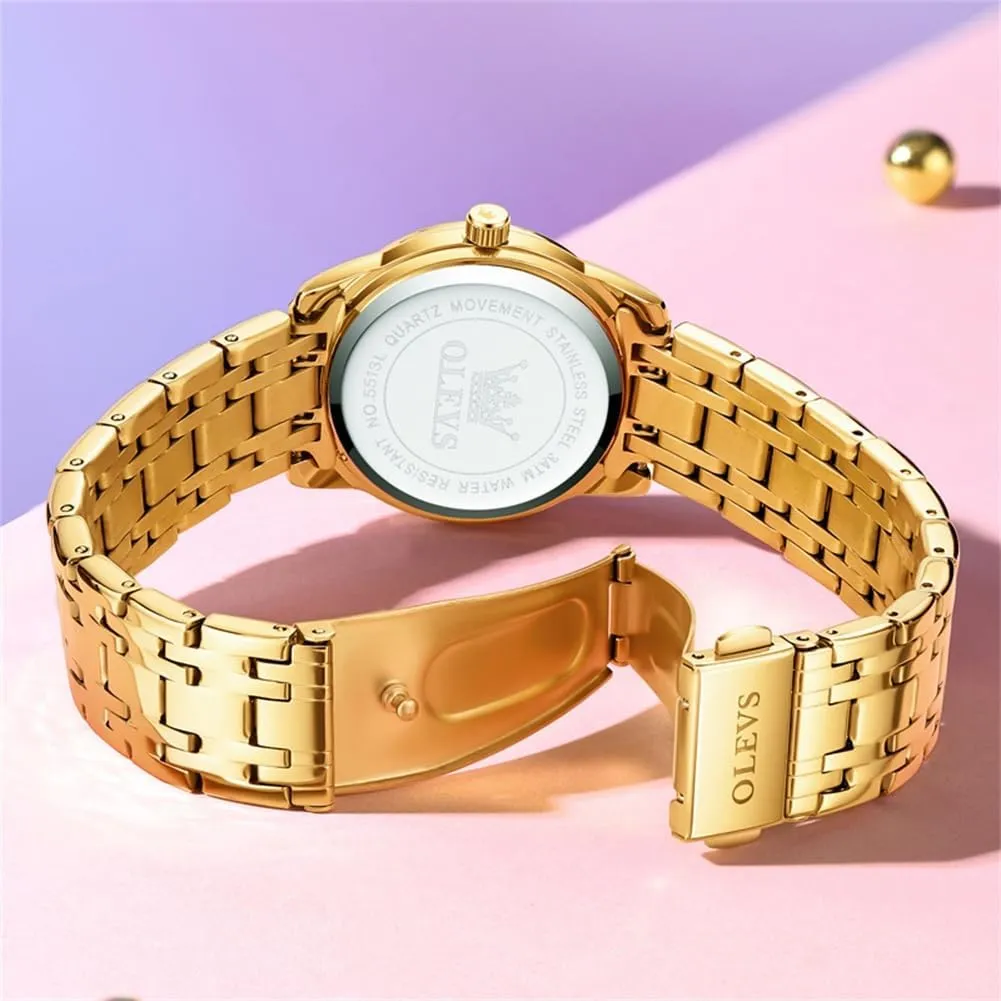 Tone cohesive achievement Wrist Watch OLEVS Women Watches Fashion Dress Diamond Female Watches for Ladies Waterproof Analog Quartz Stainless Steel Luminous Two 