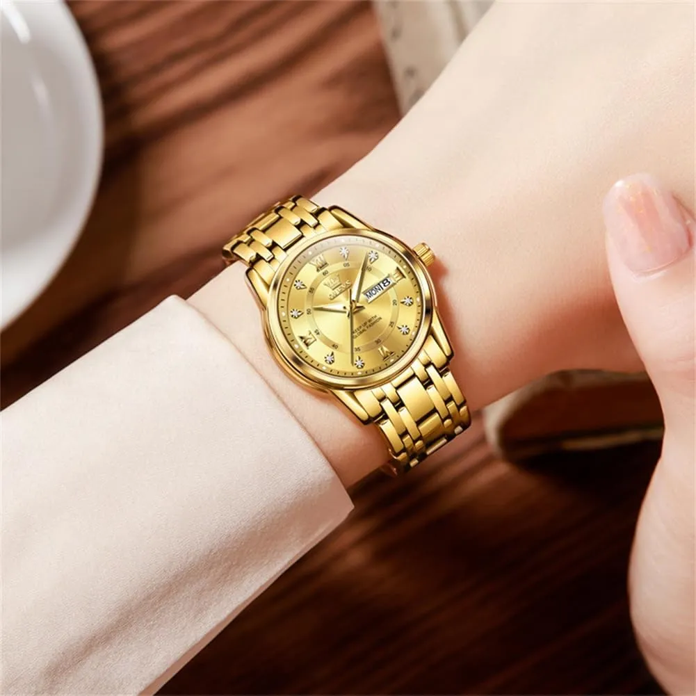 Tone cohesive achievement Wrist Watch OLEVS Women Watches Fashion Dress Diamond Female Watches for Ladies Waterproof Analog Quartz Stainless Steel Luminous Two 