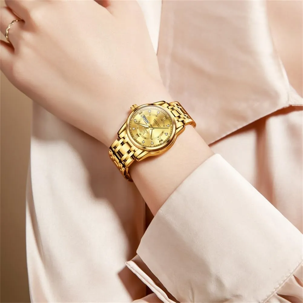 Tone cohesive achievement Wrist Watch OLEVS Women Watches Fashion Dress Diamond Female Watches for Ladies Waterproof Analog Quartz Stainless Steel Luminous Two 