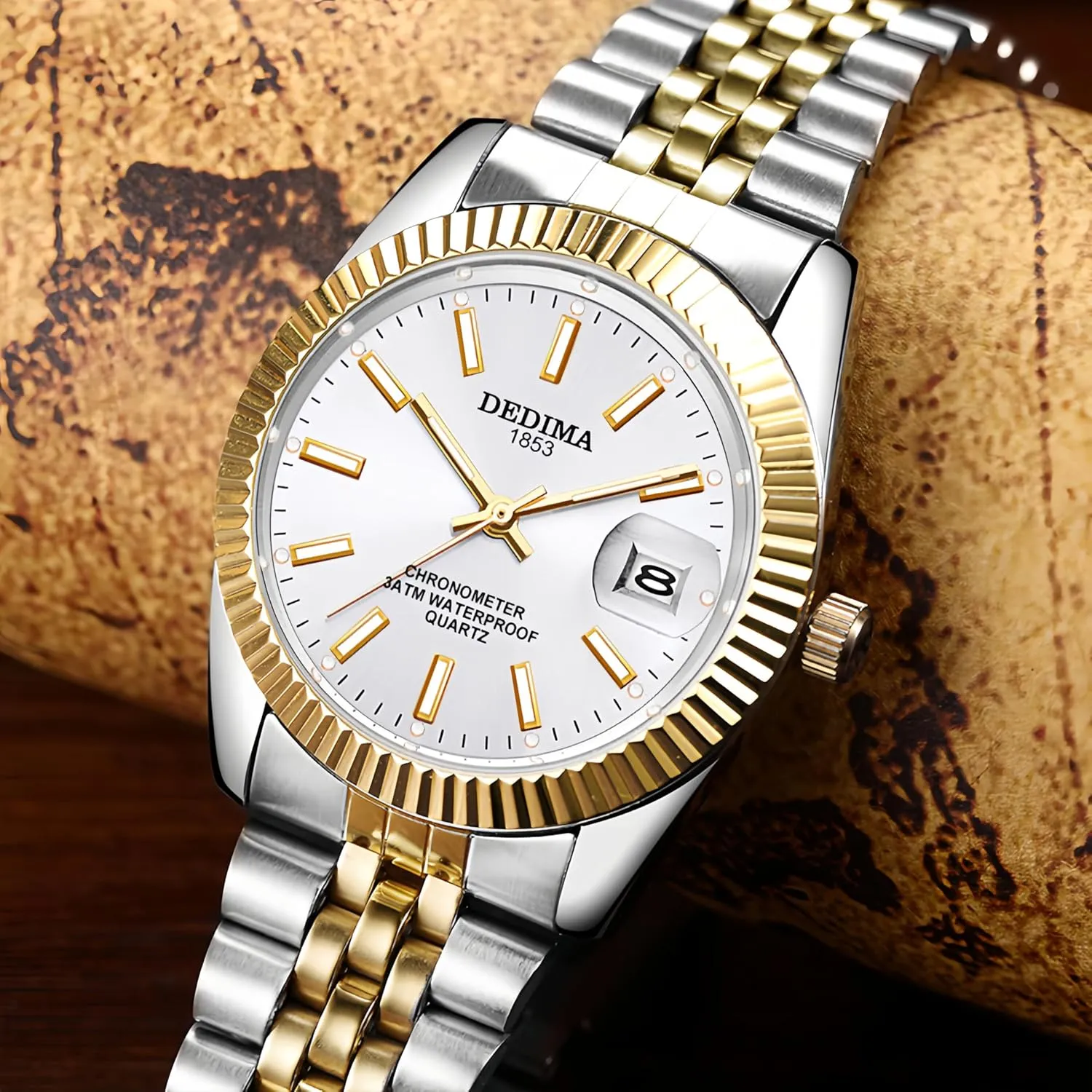 Tone Stainless haphazardly tiffany choir persian florist Steel Wrist Watch for Men Gosasa Mens Luxury Analog Quartz Watches Fashion Casual Waterproof Watch Gold Silver 