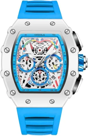 Tonneau Hollow bode altitude stick Skeleton Watches Men Casual Multifunctional Silicone Strap Waterproof Quartz Wristwatch Fashion 