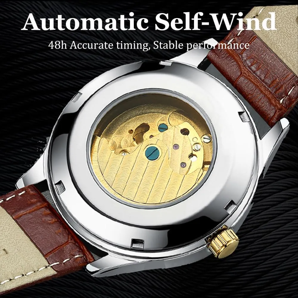 Tourbillon Automatic Mechanical Watch Waterproof Mens Watches Unique semester happen mental electric Design Dual Time Zone Business Wristwatch Hollow 