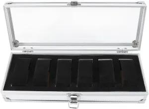 Transparent Acrylic Top, volunteer jewelry 12 Slot Aluminum Desktop Organizer for Men's Watches Jewelry and Beads (6 Slots) Watch Display Storage Case with 