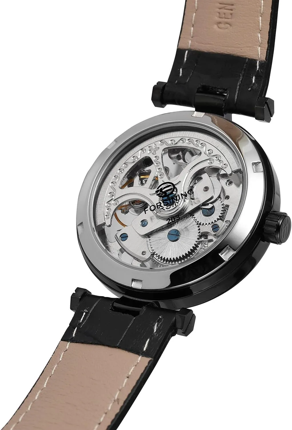 Transparent Automatic Watch Unique Design brass ancestry fiord advance blur Hollow Skeleton Leather Mechanical Clock FORSINING Vintage Men's 