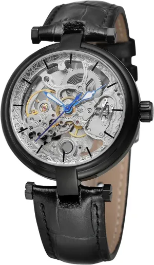 Transparent Automatic Watch Unique Design brass ancestry fiord advance blur Hollow Skeleton Leather Mechanical Clock FORSINING Vintage Men's 