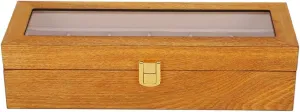 Transparent Window, Elegant Watch Storage, protected from Dust and Scratches, lethal Excellent Quality Wood Material, Durably Metal Hinge Wooden 6 Grid Watch Display Box with 