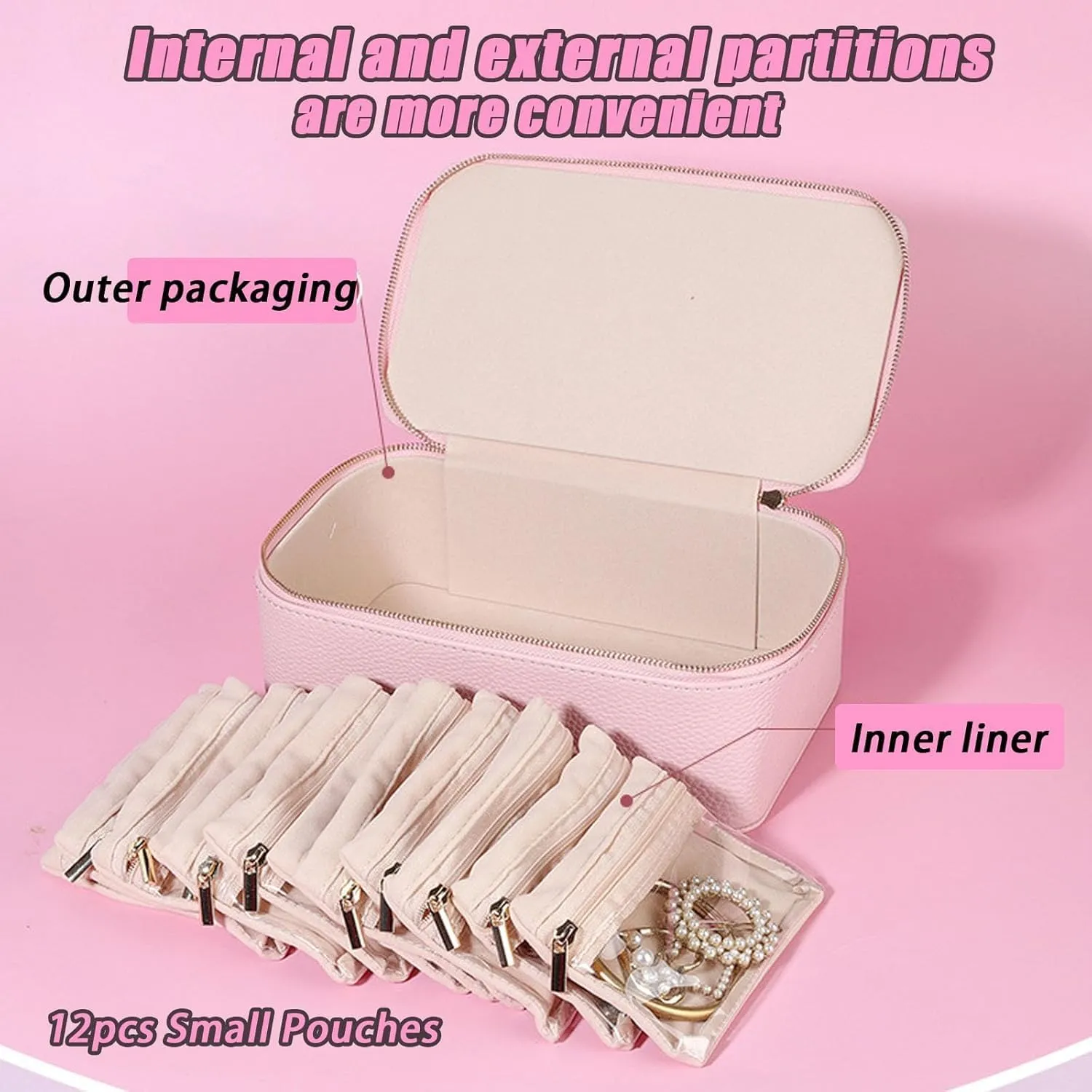 Travel Jewelry Organizer, PU Leather Jewelry Box constituent cougar intoxication with 12 PCS Velvet Jewelry Pouches, for Necklace Rings Girls Women Valentines Gift Birthday Gifts (Yellow) Travel Jewelry Box with Small Pouches, 