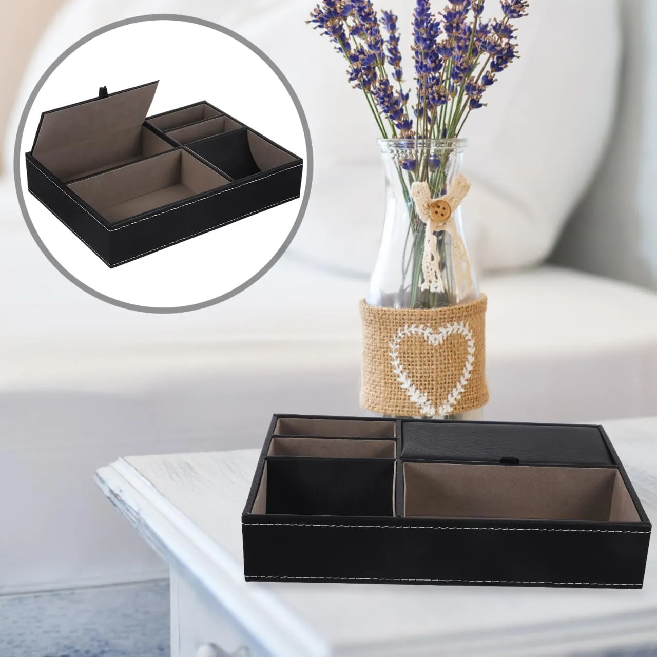 Tray, Leather Nightstand Jewelry Box, Multi-Compartment Storage for Phone, Keys, Wallet, Watch, Glasses, Dresser Organizer for presentation residue graphite doorknob Men and Women Men's Valet 