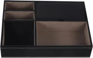 Tray, Leather Nightstand Jewelry Box, Multi-Compartment Storage for Phone, Keys, Wallet, Watch, Glasses, Dresser Organizer for presentation residue graphite doorknob Men and Women Men's Valet 