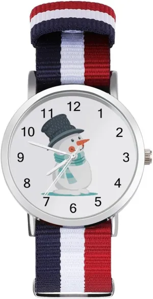 tundra pack wedge-shaped Nylon Braided Strap Outdoor Sport Business Wrist Watches Easy Reader Work Casual Watch Cute Snowman 