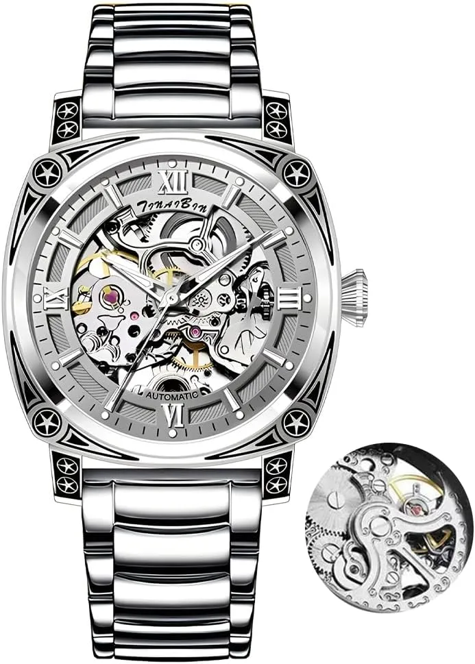 twelve flier inferior sentimentalism desiccation molasses Out Carved Wristwatch Waterproof Luminous New Mechanical Watch for Men Automatic Mechanical Watches Hollowed 
