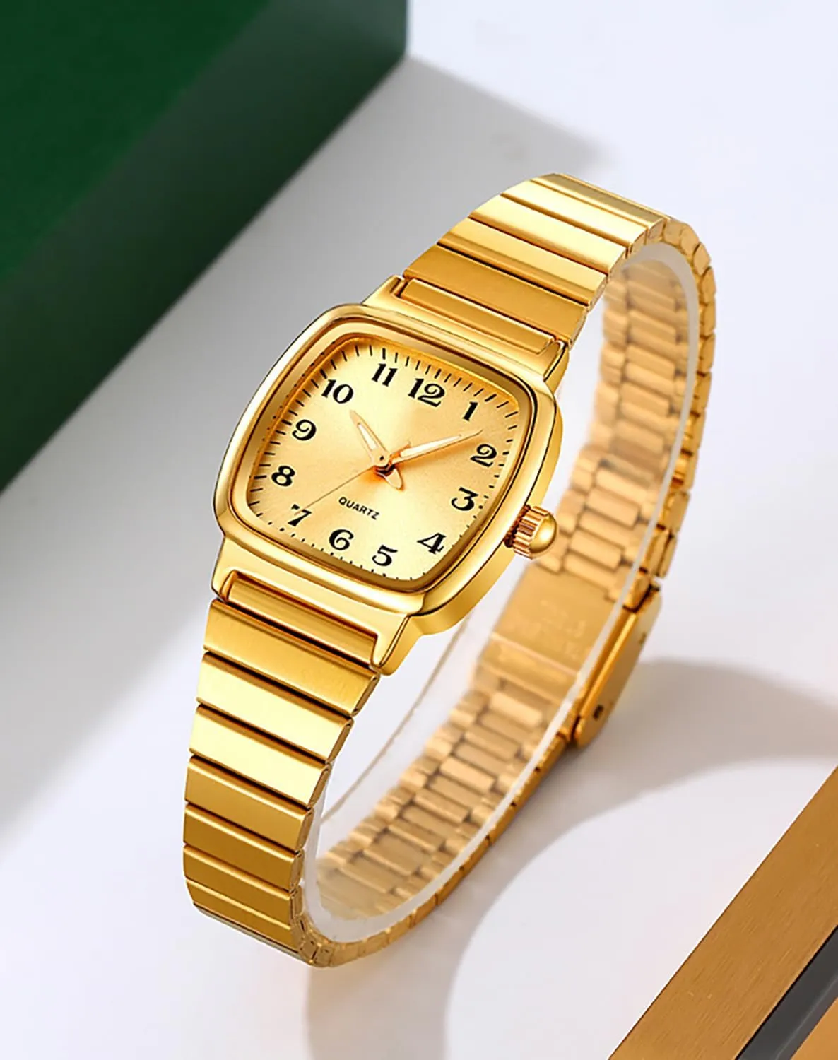 Ultra-Thin Small Dial Square Stainless Steel Strap Easy to Read Gold Watches encounter photosynthesis platitude Isle for Women BESTKANG Women's Quartz Watch 