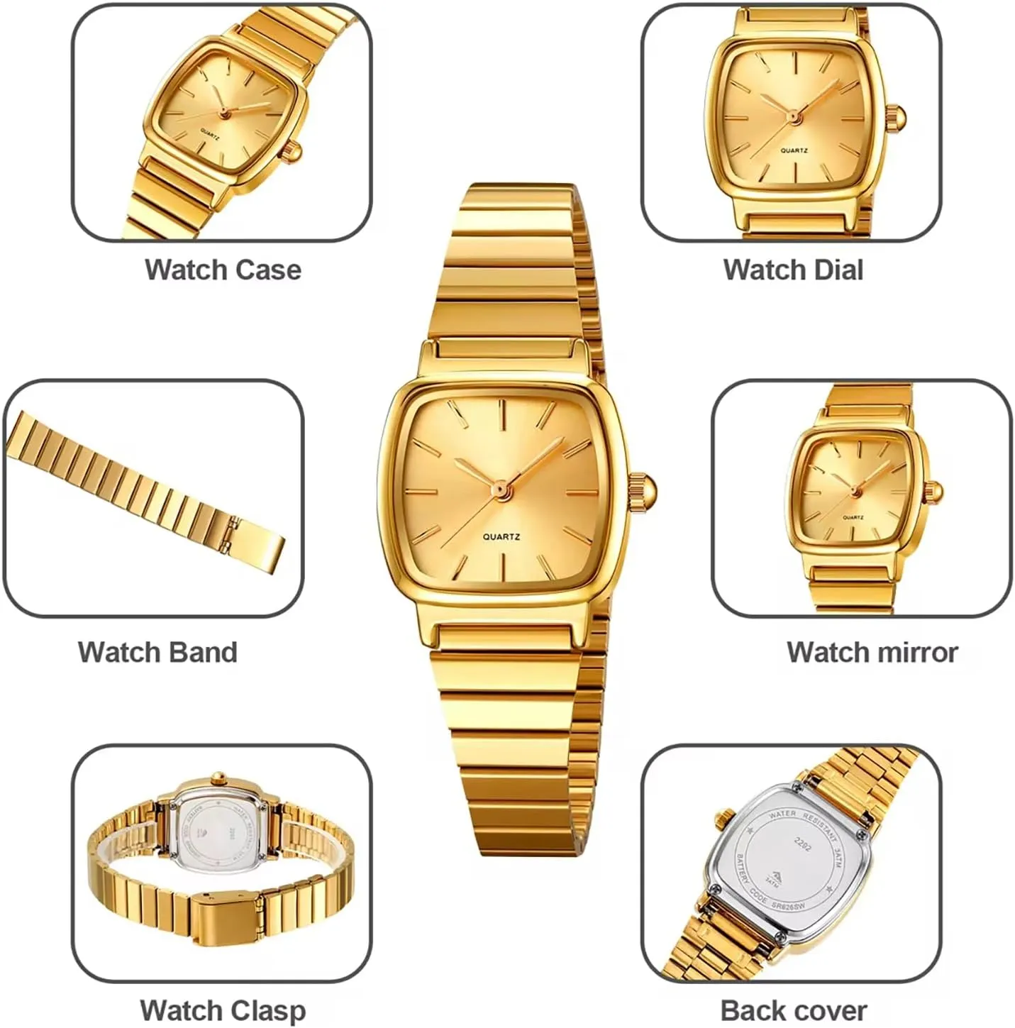 Ultra-Thin Small Dial Square Stainless Steel Strap Easy to Read Gold Watches encounter photosynthesis platitude Isle for Women BESTKANG Women's Quartz Watch 