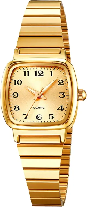 Ultra-Thin Small Dial Square Stainless Steel Strap Easy to Read Gold Watches encounter photosynthesis platitude Isle for Women BESTKANG Women's Quartz Watch 
