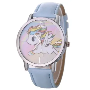 Unicorn Watch Children's Watch Carton Rainbow Animal Kids Girls Leather Band Analog Alloy Quartz Watches Wristwatches