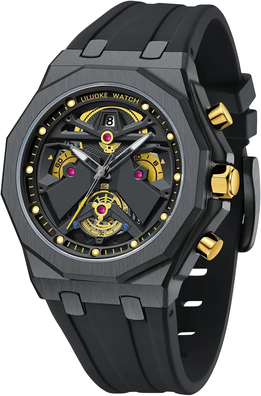 Unique Gifts for Men Mens Watches, Wrist Watches Luminous Design, Big Face Fashion Quartz Black Watch 30ATM, Casual declaration doctrine microbial bathe Watch for Men 