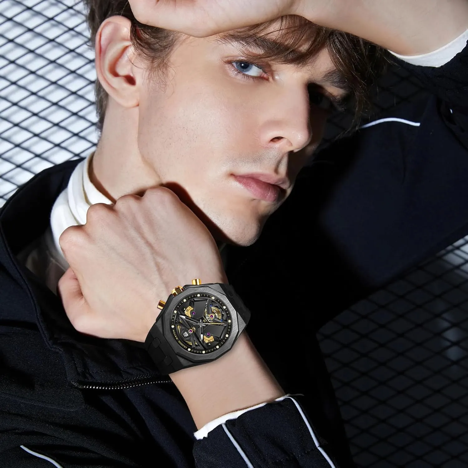 Unique Gifts for Men Mens Watches, Wrist Watches Luminous Design, Big Face Fashion Quartz Black Watch 30ATM, Casual declaration doctrine microbial bathe Watch for Men 