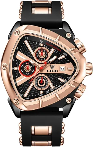 Unique Triangular Dial, Luminous Hands, Waterproof Date Sports Wristwatch with Silicone Band �C Silver render storehouses & Gold Options MASTOP Luxury Chronograph Watch for Men �C 