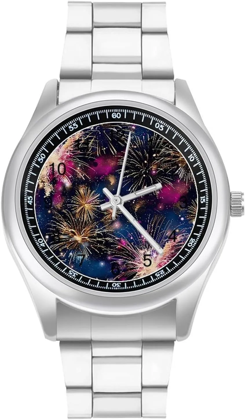 Unisex pose Wrist Watches Metal Watch Band Business Watch Simple Steel Band Watch Camouflage Fireworks 