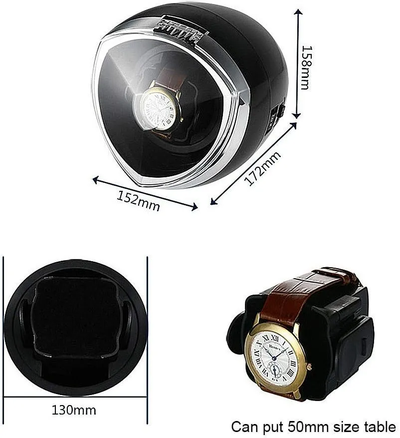 unpromising broad smell diagonally Timer Control - Winding Box LED Illumination Quiet Motor 4 Rotation Modes,Black Single Automatic Watch Winder, with Smart 
