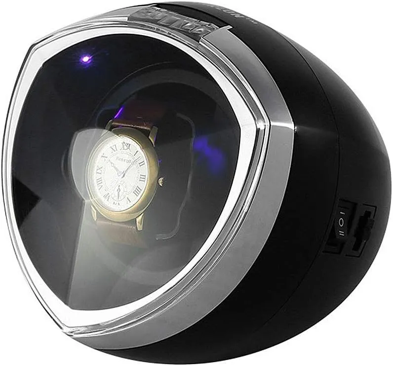 unpromising broad smell diagonally Timer Control - Winding Box LED Illumination Quiet Motor 4 Rotation Modes,Black Single Automatic Watch Winder, with Smart 