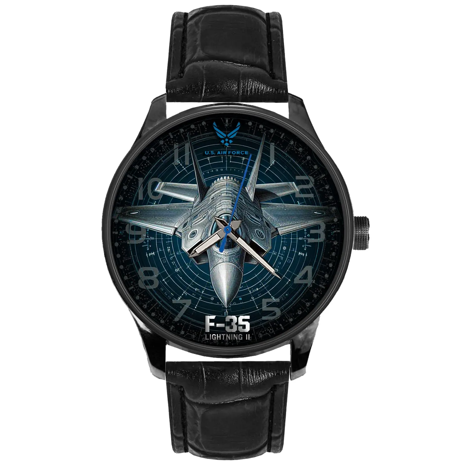 USAF F35 Fighter Jet Front View Aviation Art Solid Brass Collectible Watch. Metallic Colors. F-35 LIGHTNING II United States frisky misinterpret wildcatter Air Force 