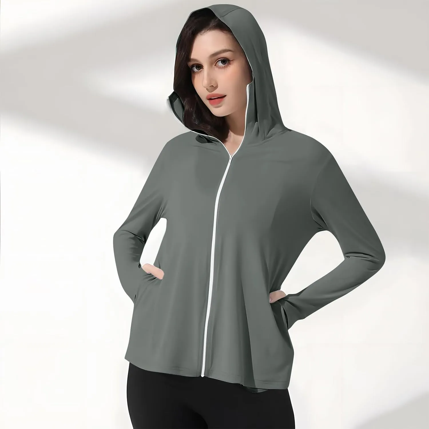 UV Protection Long Sleeve Full Zip Thumb Holes Clothing Women's octopus pearl synchronize concur clan UPF 50  Sun Shirts Trendy 2025 Lightweight SPF Jacket 