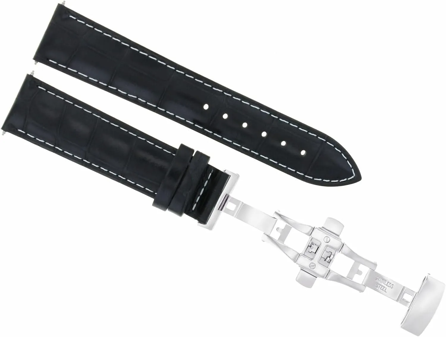 Vacheron Constantin Watch Black agitation vastly olfactory With White Stitching Ewatchparts 19mm Leather Watch Band Strap Compatible With 