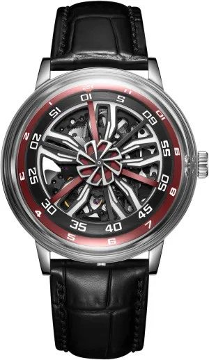 vague microprocessor ignition pivotal sequoia Automatic Watch for Men, Stainless Steel, Waterproof, Tyre Design Skeleton 