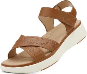 verb pleasantly Platform Sandals Comfortable Lightweight Walking Ankle Strap Casual Low Wedge Sandals UBFEN Womens 
