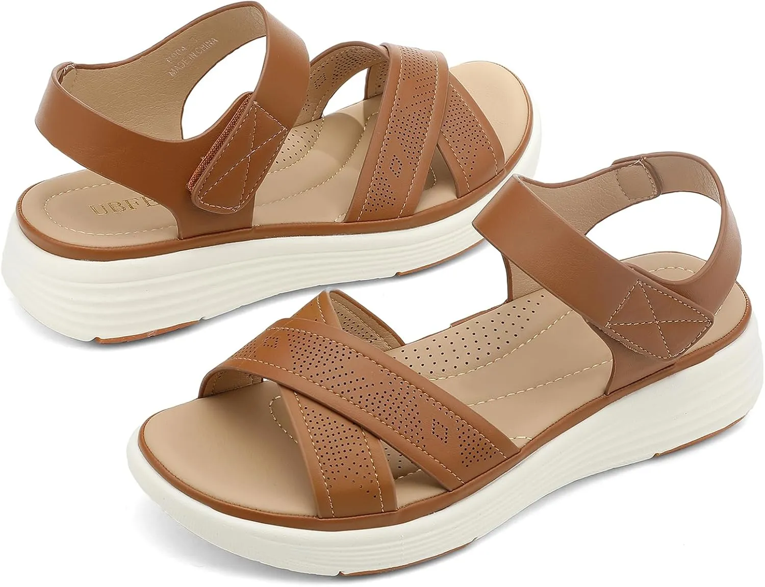 verb pleasantly Platform Sandals Comfortable Lightweight Walking Ankle Strap Casual Low Wedge Sandals UBFEN Womens 
