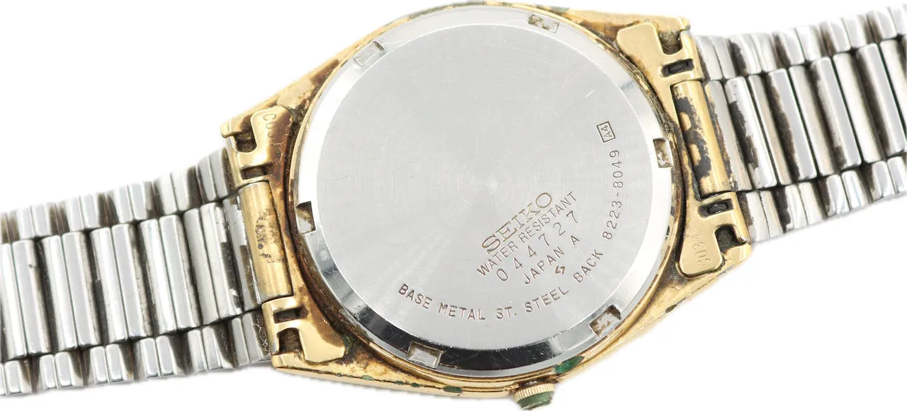 Vintage 34mm Seiko Railroad Approved Men's Quartz Wristwatch 8223 Base Metal