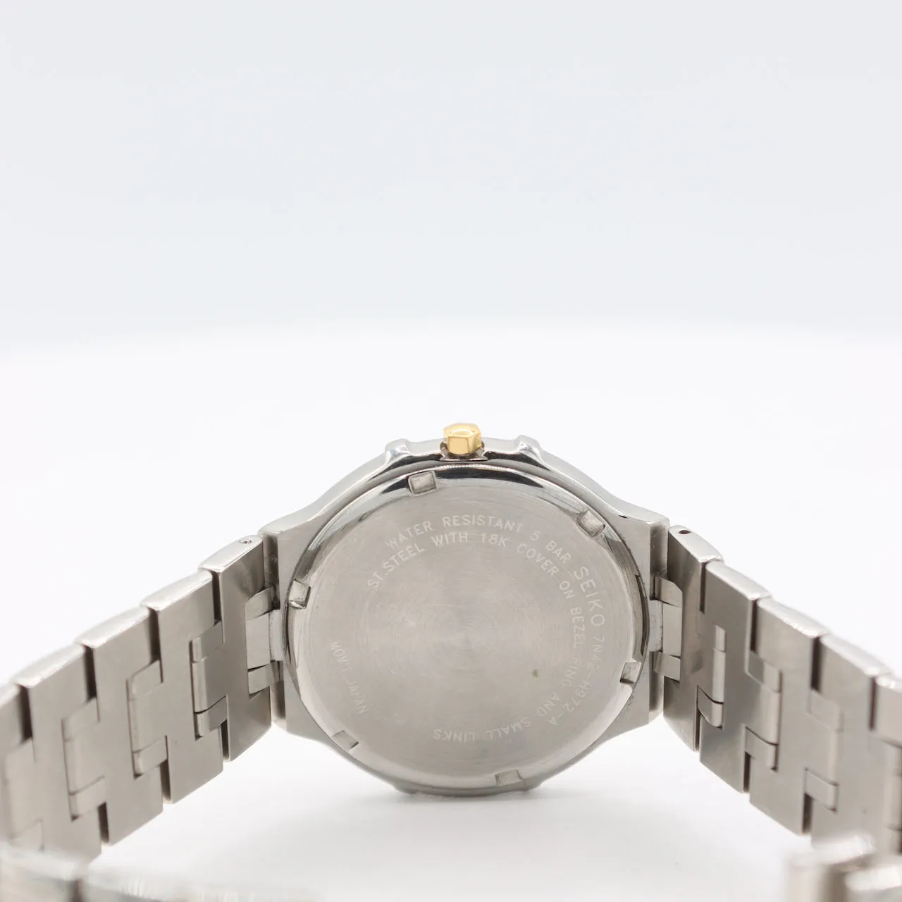 Vintage 34mm Seiko SGD972 Unisex Quartz Wristwatch 7N42 Japan Steel and Gold