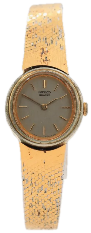 Vintage Seiko 1400-8099 Silver Dial Ladies Quartz Wristwatch Japan Gold Tone