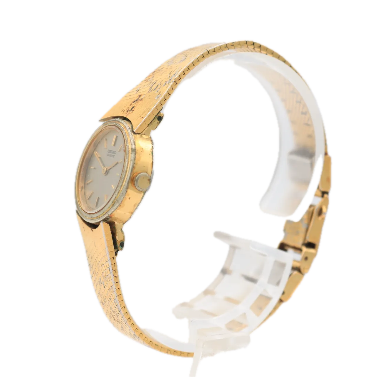 Vintage Seiko 1400-8099 Silver Dial Ladies Quartz Wristwatch Japan Gold Tone