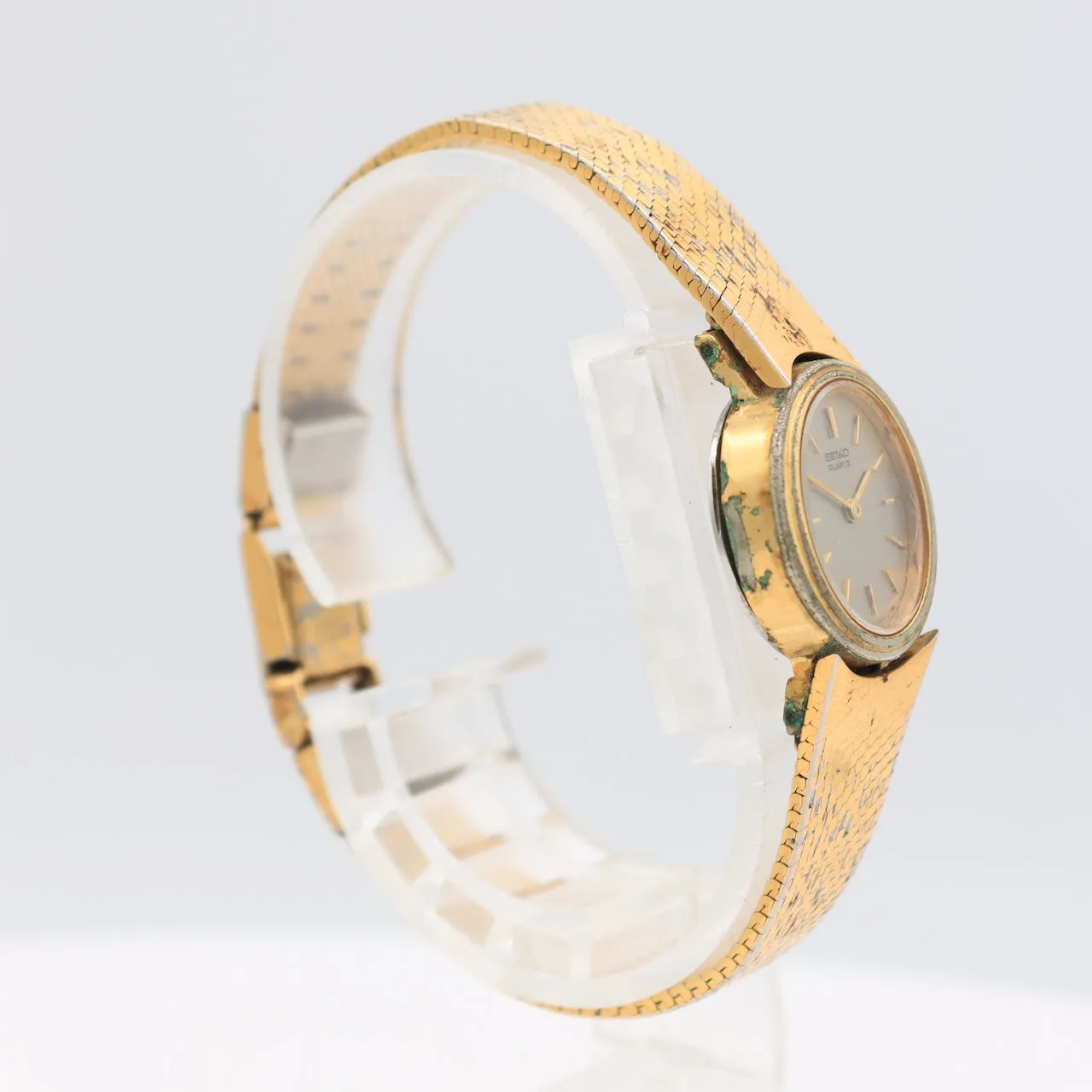 Vintage Seiko 1400-8099 Silver Dial Ladies Quartz Wristwatch Japan Gold Tone