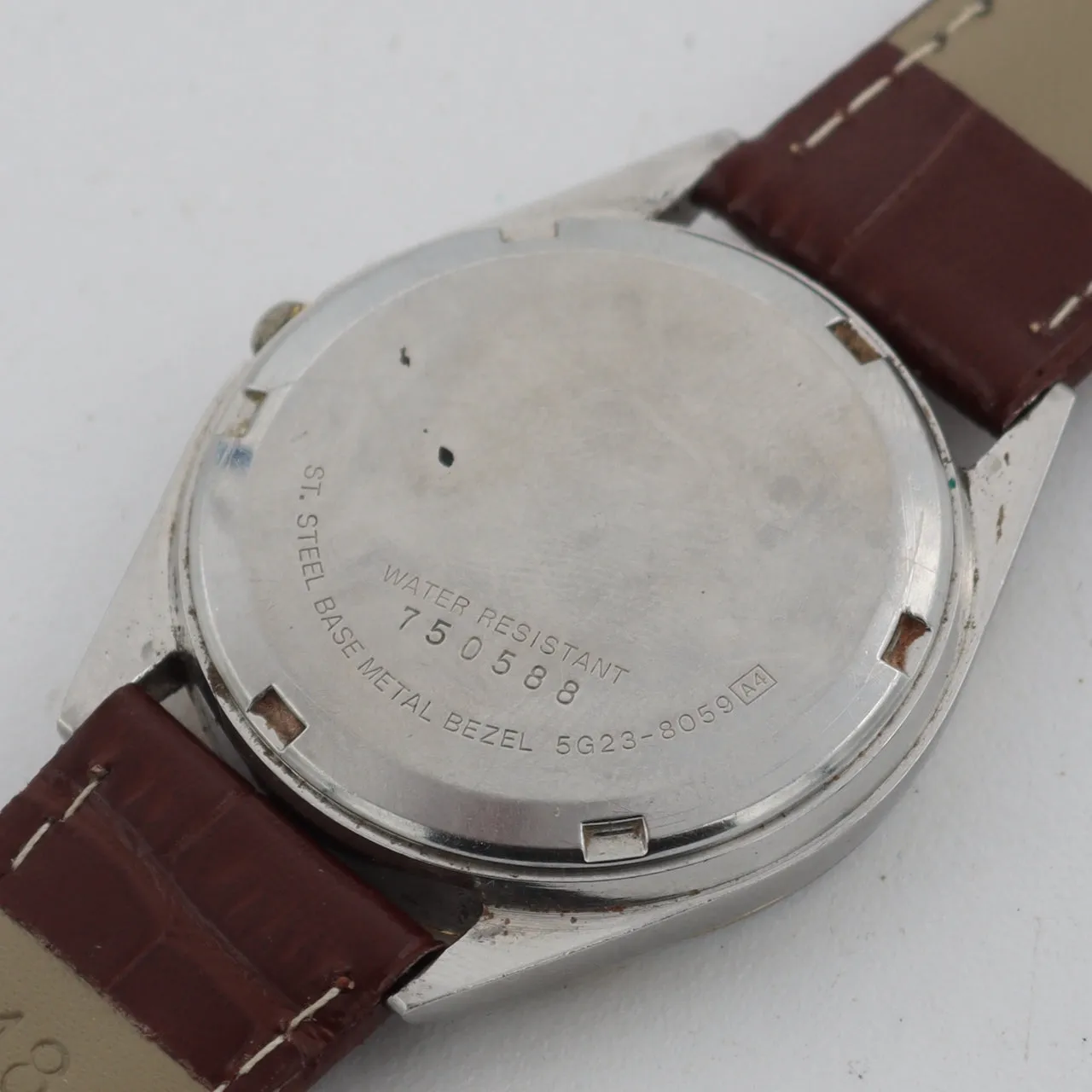 Vintage Seiko 5G23-8059 SQ Day Date Men's Quartz Wristwatch Japan Steel & Chrome