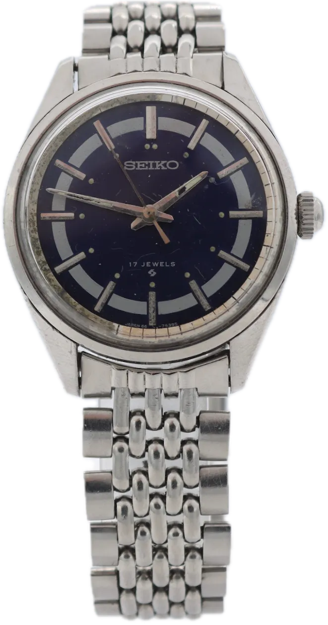 Vintage Seiko 66-7109 Blue Tuxedo Men's Mechanical Wristwatch 66B Japan Steel